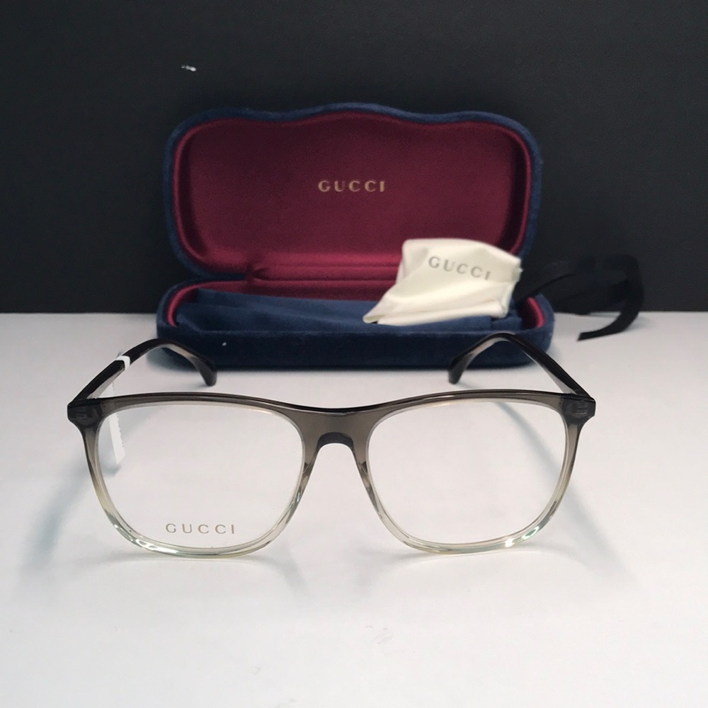 GUCCI EYEGLASSES FRAMES GG0554O 004 55-16-145 GREY / CRYSTAL MADE IN ITALY - Picture 2 of 9